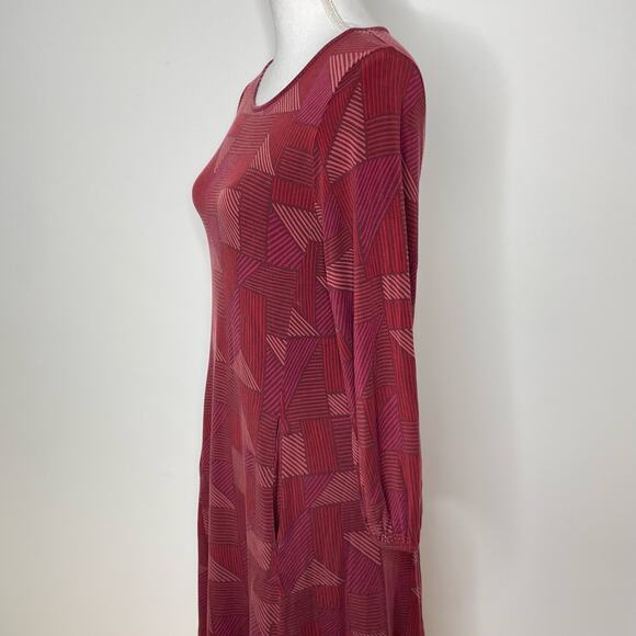 Gudrun Sjoden NWT Sz XS Maroon & Brick Red Striped Geometric Stripe Tunic Dress - Picture 4 of 10